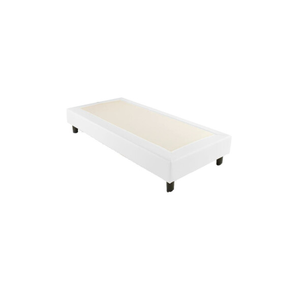 Hotel box bed wooden slat core Tecno leather fireproof "Sommertime" white 90x190 cm