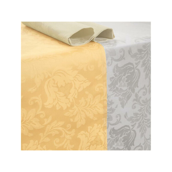 Tablecloth finest cotton full twist with floral Jacquard Champagne 85x85 cm