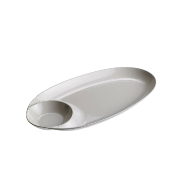 Plate with integrated melamine sauce boat 33x17,5x3,2h cm
