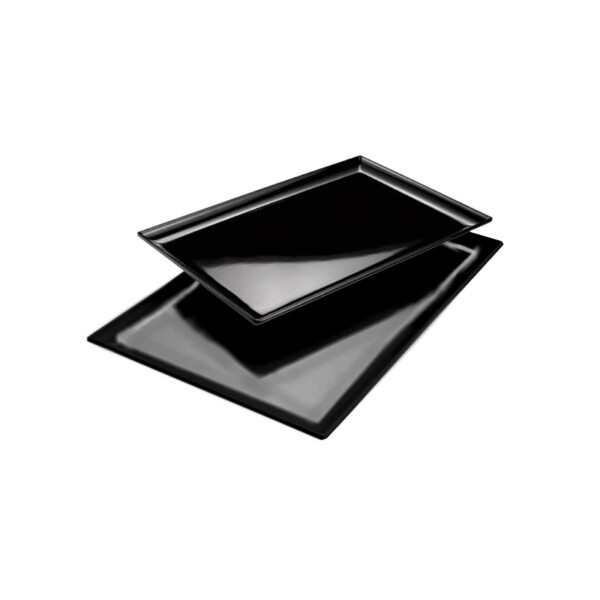 Topazio - Vassoio rettangolare in melamina, perfetto per pasticceria 30x20x2 cm nero