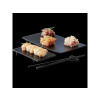 Piatto da sushi rettangolare con piedini in melaminico nero 20,8x12x2,3 cm