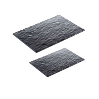 Black rectangular tray in slate effect melamine