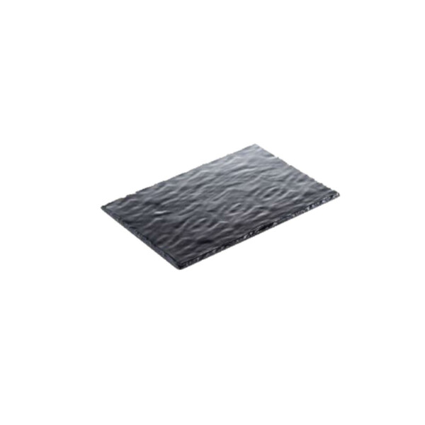 Schwarzes rechteckiges Tablett aus Melamin mit Schiefereffekt 26x16 cm