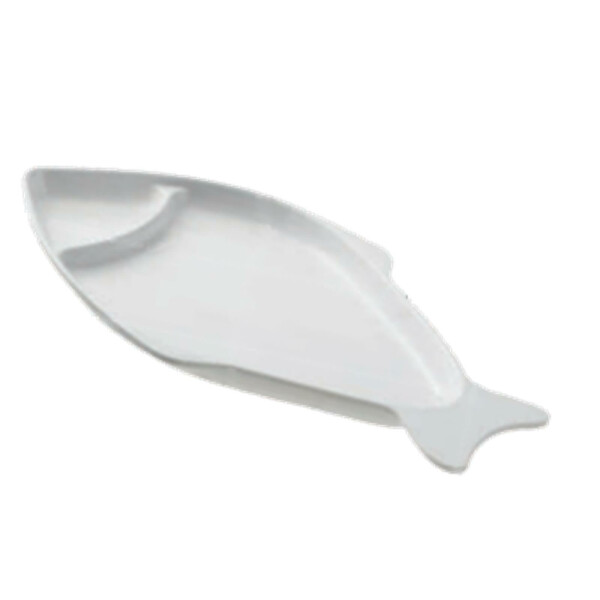 Fish-shaped plate in white melamine 38x22x3 cm